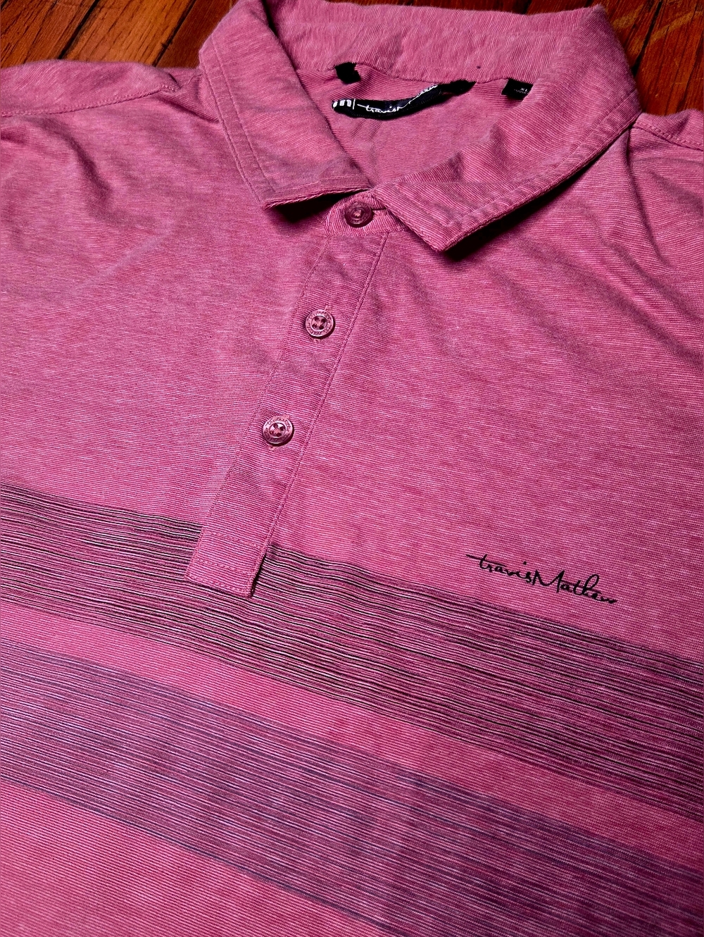 Travis Mathew Mens XL Extra Large Athletic Golf Light Red Stripe Polo Shirt A4